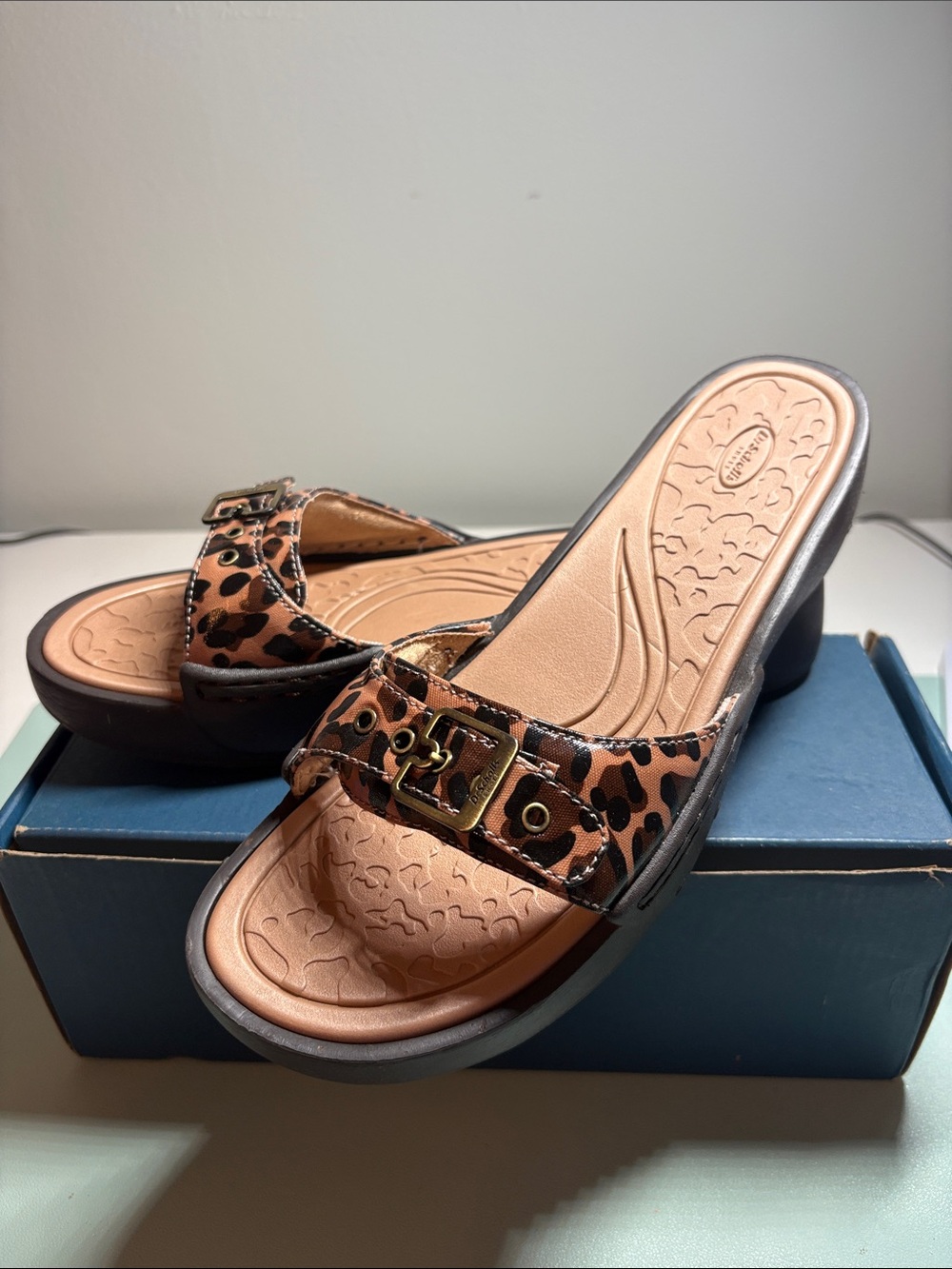 Dr Scholl’s Leopard Print Rock On Brown slide Sandals